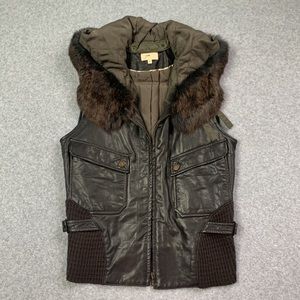 Women’s Vintage Leather and Fur Vest